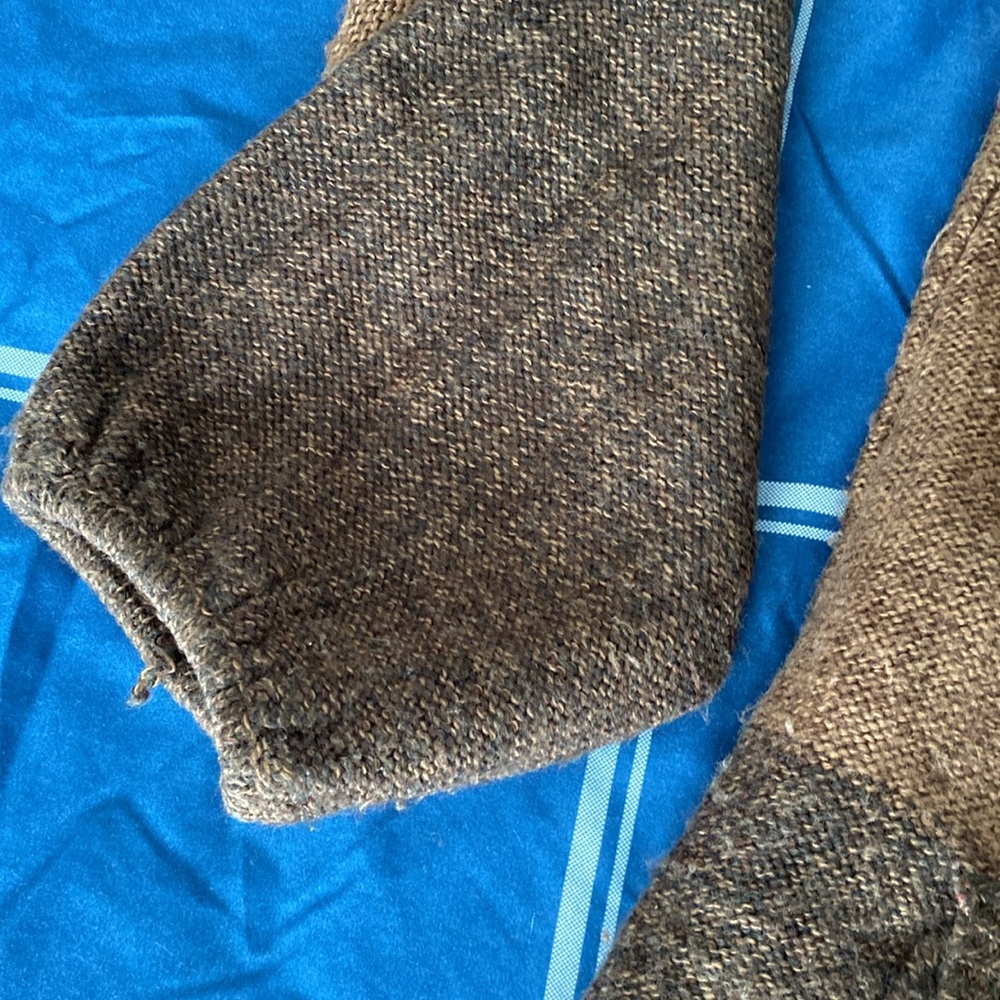 Vintage Colorblock Brown and Tan Sweater Button Down Cardigan - Picture 10 of 17